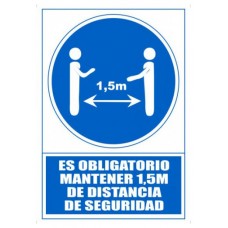 SEÑAL "OBLIGATORIO MANTENER 1,5M DE DISTANCIA DE SEGURIDAD" 210 X 297MM PVC AZUL ARCHIVO 2000 6173-15 AZ (Espera 4 dias)